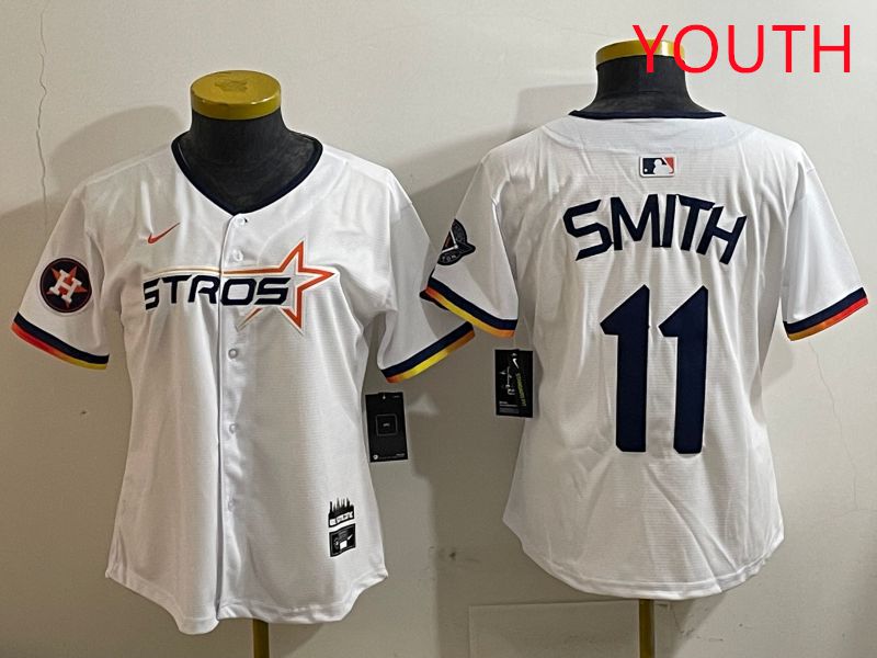Youth Houston Astros 11 Smith White three generations Joint Name Nike 2025 MLB Jersey style 9
